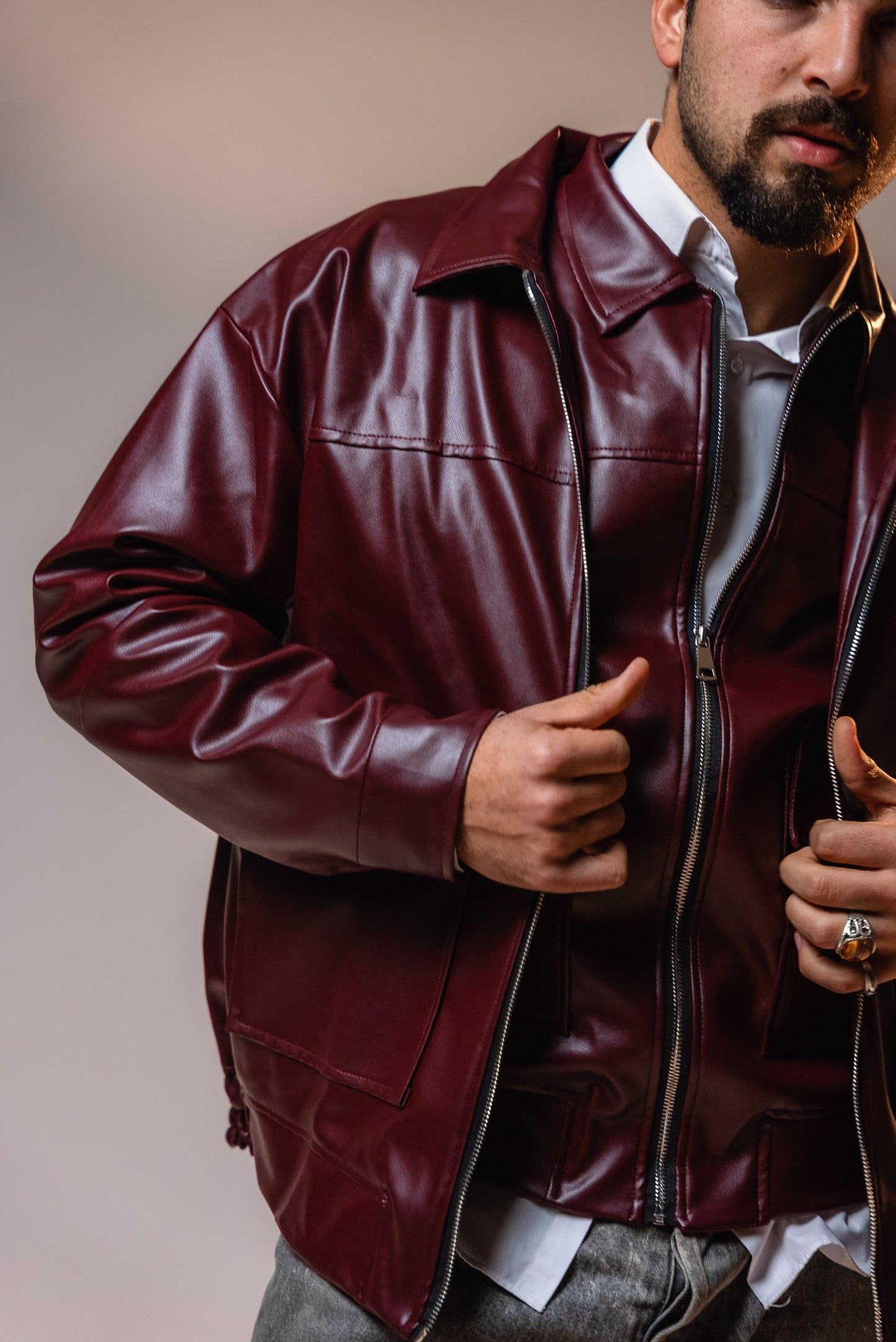 Burgundy Leather Jacket.