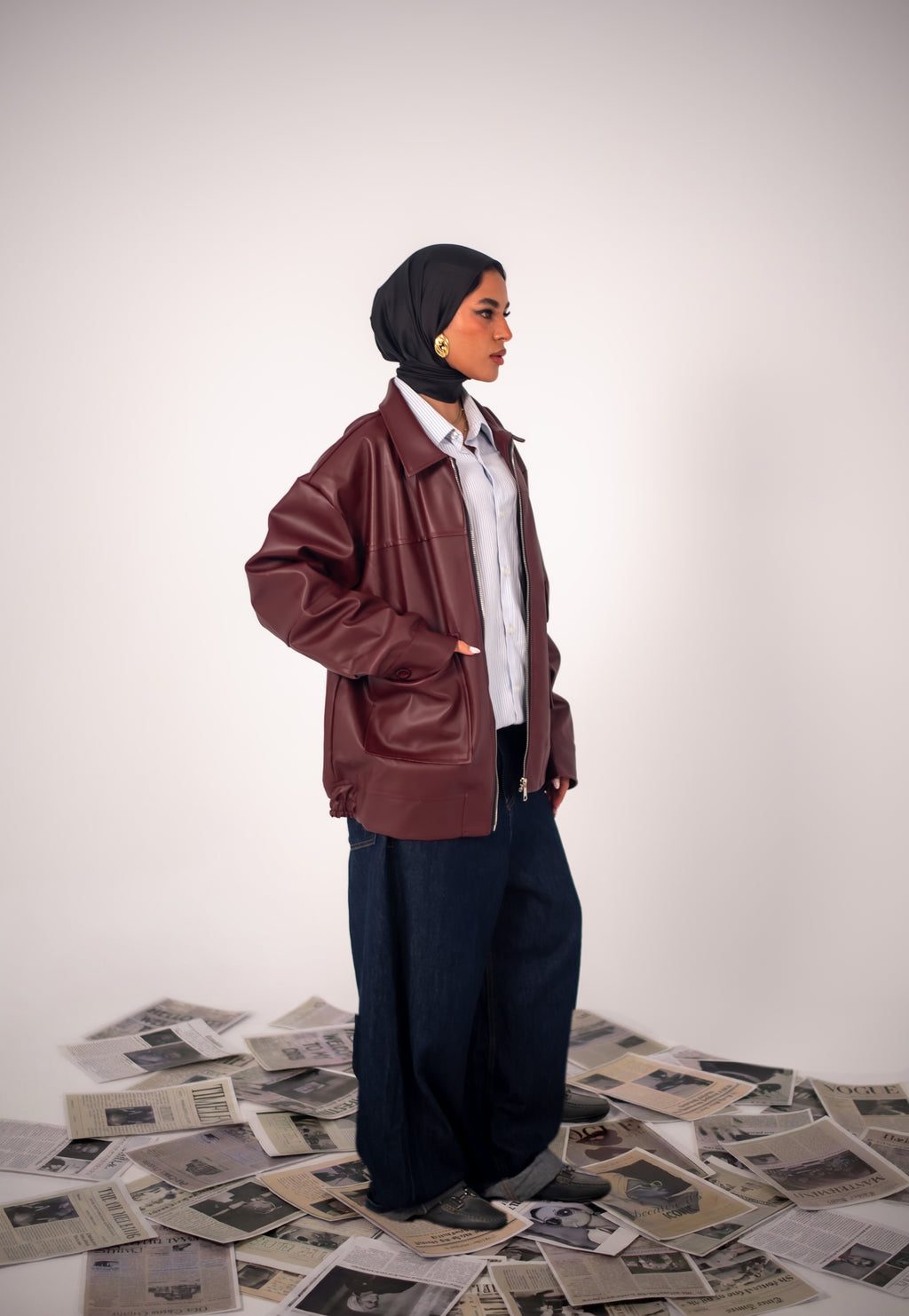 Burgundy Leather Jacket.