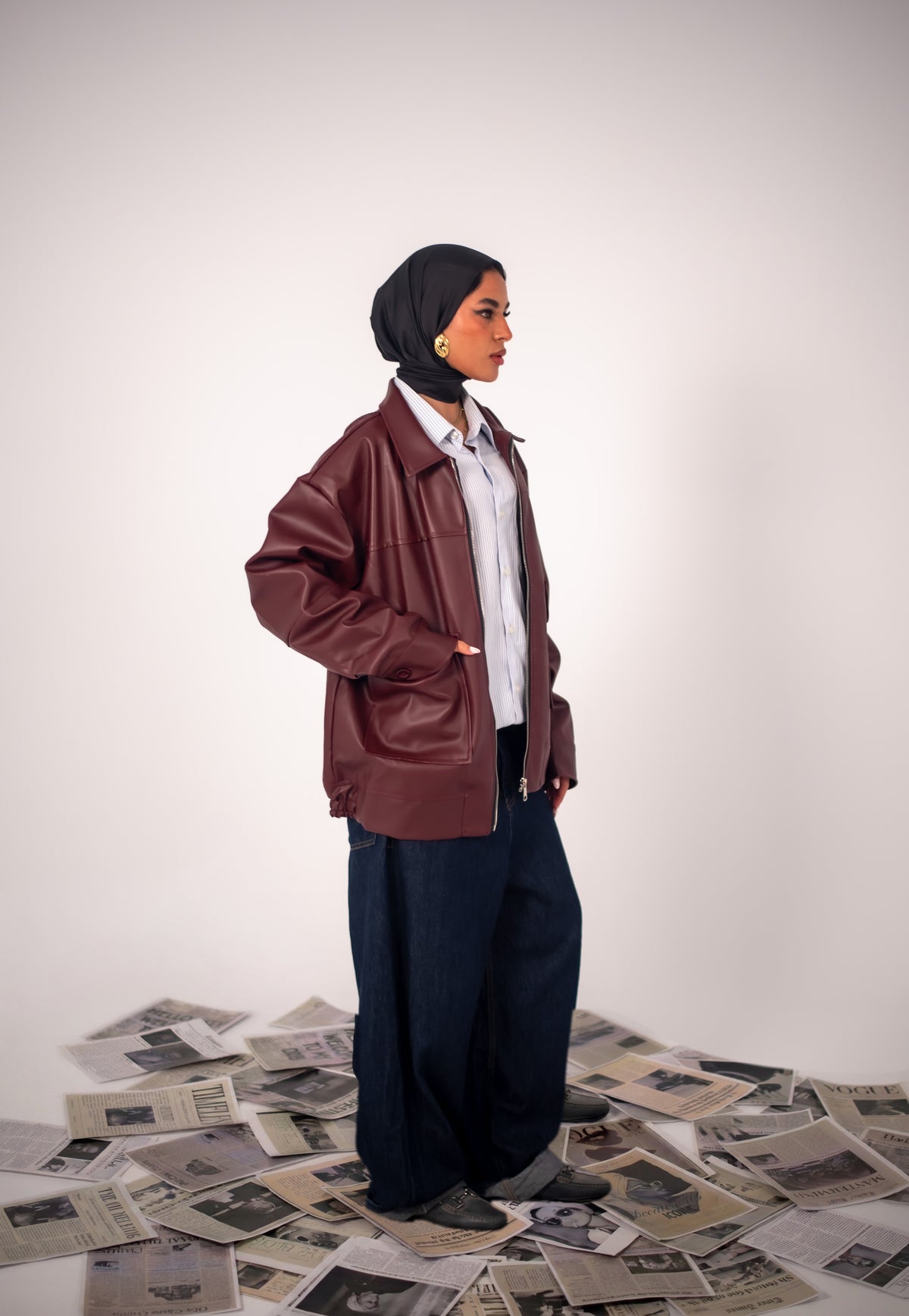 Burgundy Leather Jacket.