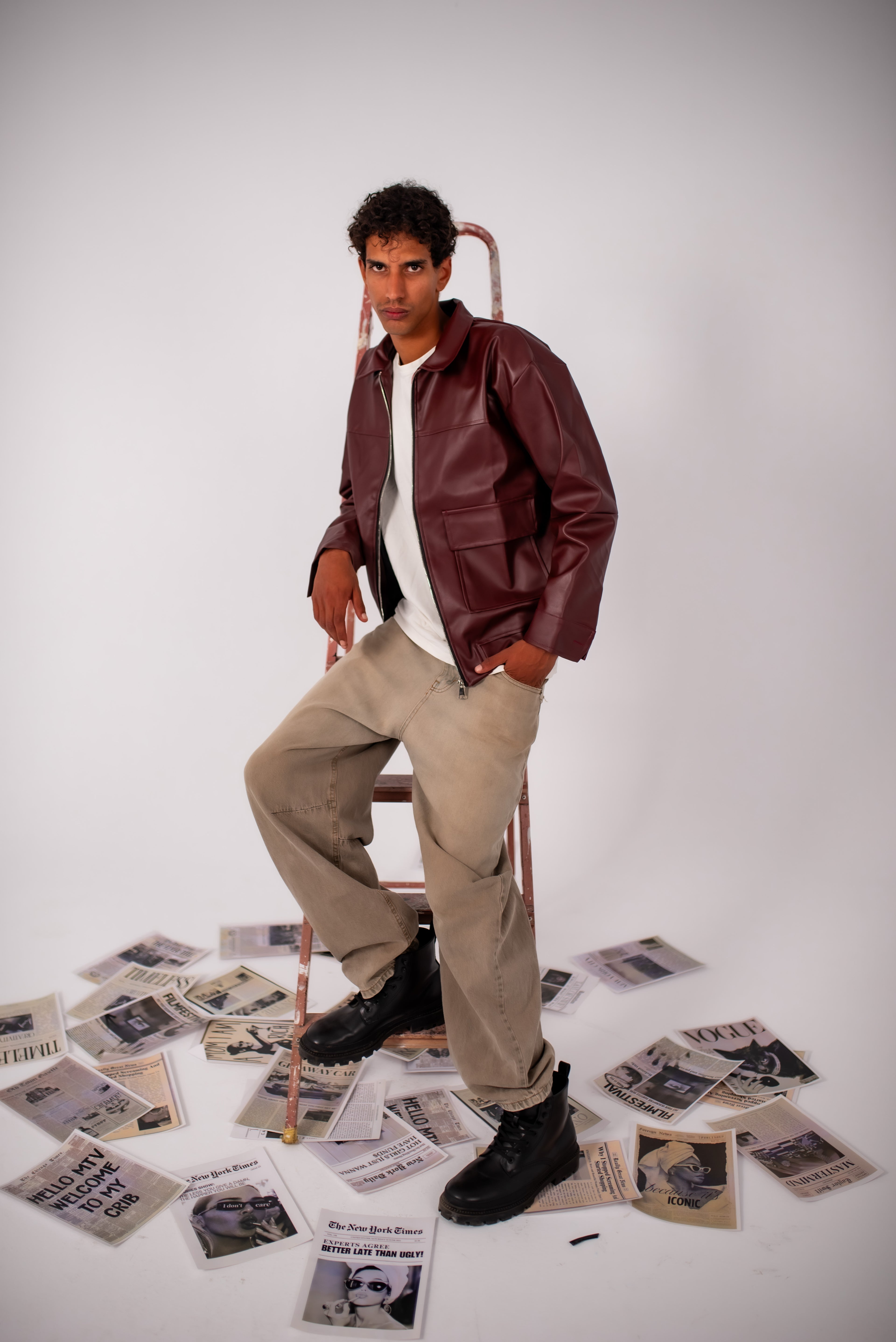 Burgundy Leather Jacket.