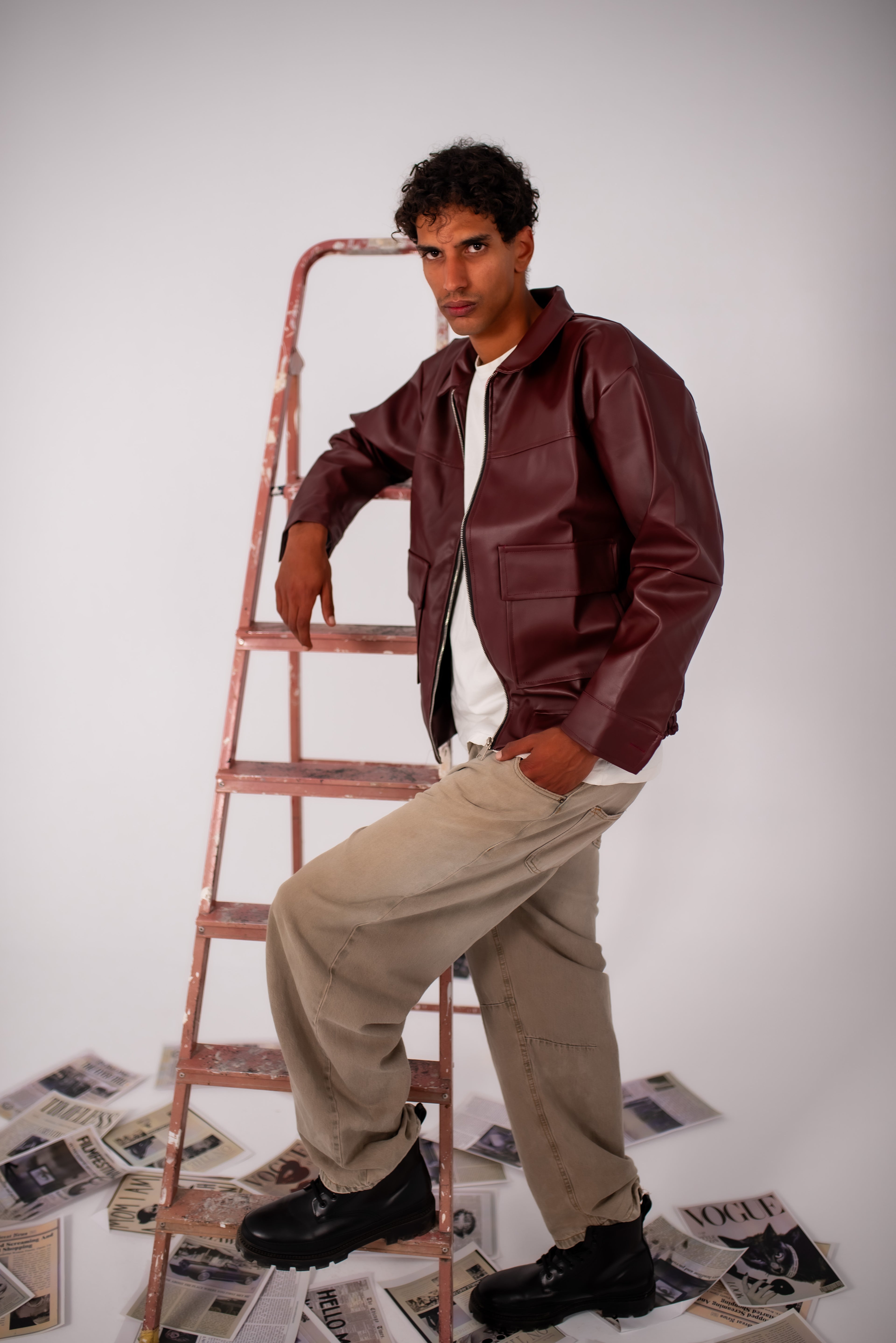 Burgundy Leather Jacket.