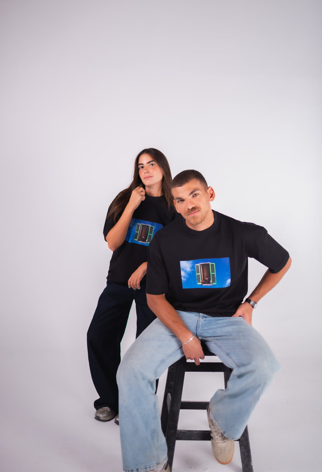 Open Sky Tee front view - female model posing