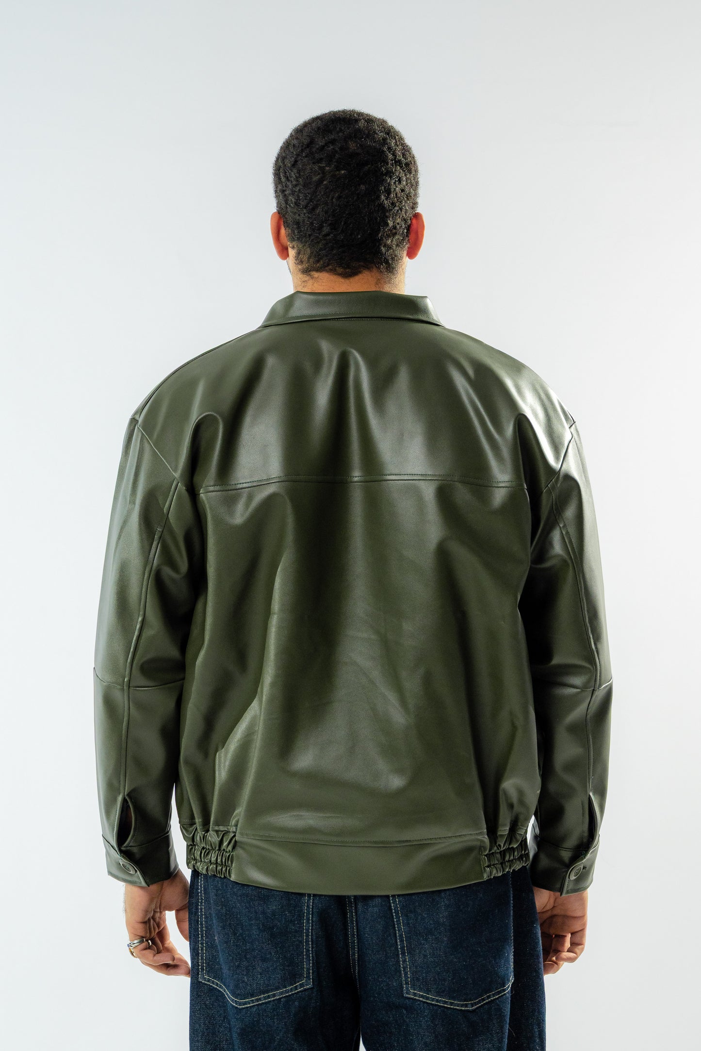 Olive Leather Jacket.