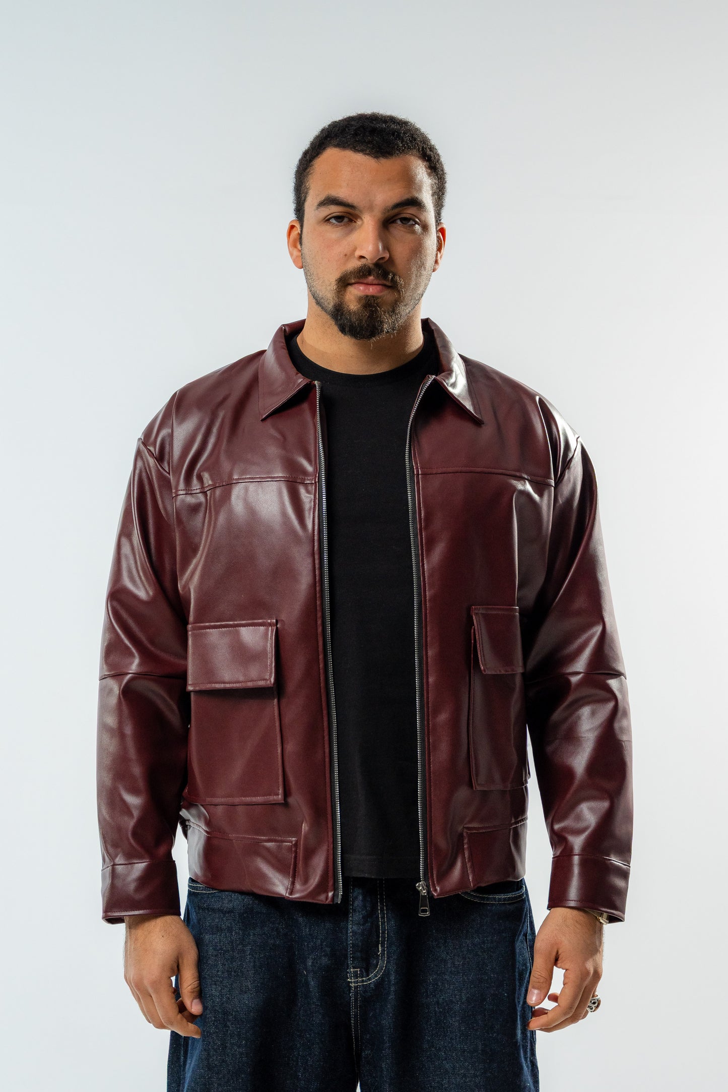 Burgundy Leather Jacket.