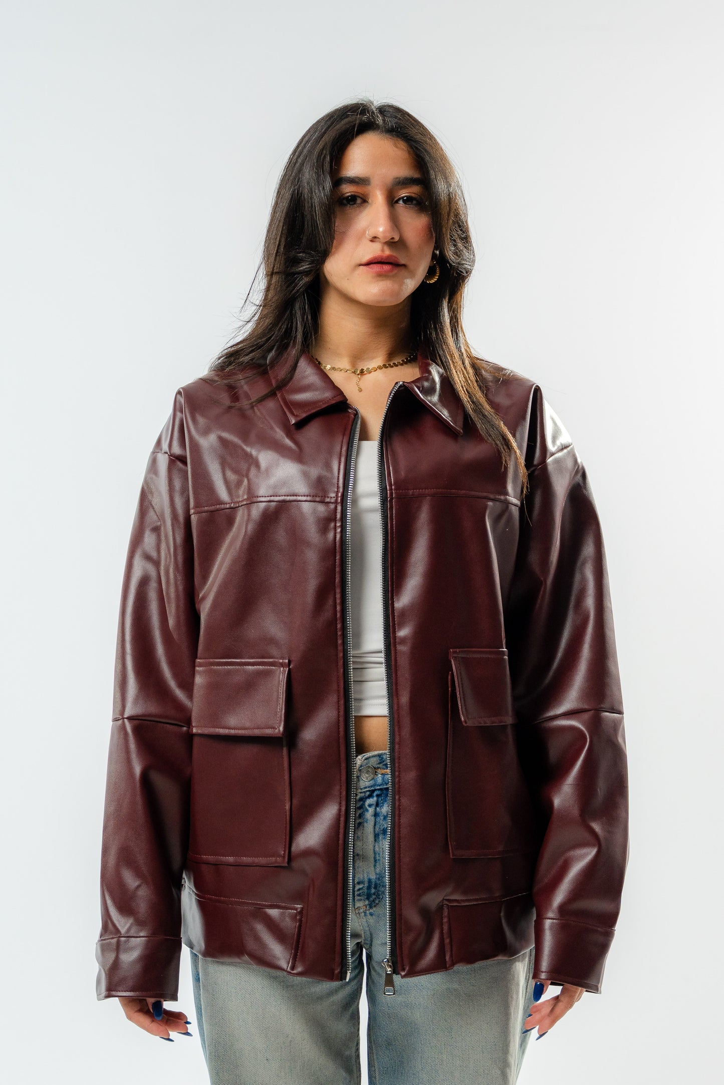 Burgundy Leather Jacket.